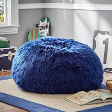 Himalayan Faux Fur Navy Bean Bag Chair Bean Bag Chair Blue Bean Bags Faux Fur Bean Bag