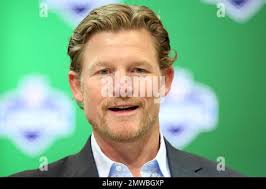 Los Angeles Rams general manager Les Snead speaks at a press conference at  the 2017 NFL football scouting combine Thursday, March 2, 2017, in  Indianapolis. (AP Photo/Gregory Payan Stock Photo