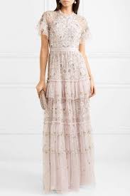 Needle Thread Constellation Tiered Embellished Tulle Gown Pink Constellation Tiered Needle Tulle Gown Nice Dresses Gowns
