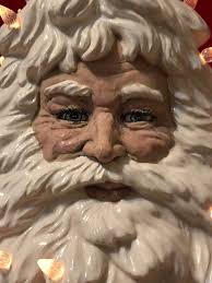 Hand-painted Ceramic Santa Face Christmas Tree With Light Kit