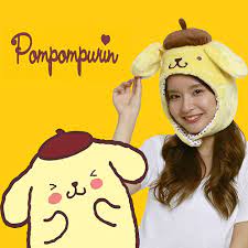 Sanrio Pompompurin (Pom Pom Purin) Fluffy Beanie Cap Soft Warm Winter Head  wear Yellow at Amazon Women's Clothing store