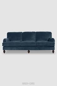 Blue Velvet Sofa This Sofa Features 3 Seat Cushions Rolled Arms And Turned Wood Legs But It Cheap Dorm Decor Traditional Bedroom Decor English Roll Arm Sofa