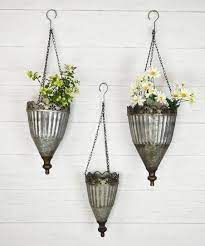 sale set of 3 tin hanging planters plants diy green