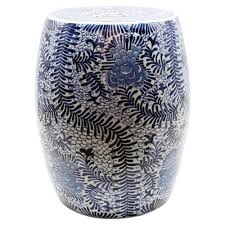 Intended for indoor use only. Ben Modern Classic Round Blue And White Porcelain Blooming Flowers Garden Stool Kathy Kuo Home