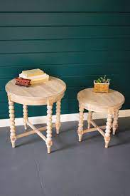 From square contemporary to round turned traditional, highland manor wood products offers a then, choose a wood species from pine, maple, oak, cherry and others. Set Of 2 Round Wooden Side Tables With Turned Legs Painted Fox Home