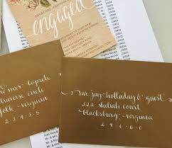 My Calligraphy On Gold Wedding Invitation Envelopes White Ink Learn Hand Lettering Brush Lettering Tutorial Hand Lettering Inspiration