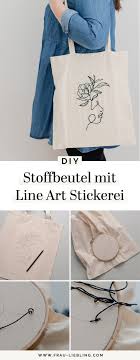 Stoffbeutel Mit Line Art Besticken Stoffbeutel Besticken Bestickte Shirts