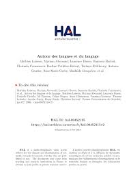 Pdf Autour Des Langues Et Du Langage Autour Des Langues Et Du Langage Perspective Pluridisciplinaire