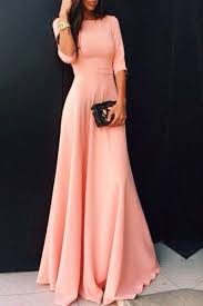 Pink Round Neck Half Sleeve Maxi Dress Pink Maxi Dresses Elegant Maxi Dress Maxi Dress With Sleeves Maxi Dress