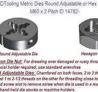 M60 X 2.0 Metric Dies Round or Hex Die Nut Styles ID 14872-