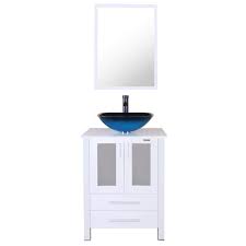You can see that the vanity height is 29″ + 6.5″ for the vessel sink for a total height of 35.5″. Fitness Retailer Eclife 24 Bathroom Vanity And Sink Combo Stand Cabinet White Ceramic Vessel Sink And Chrome Bathroom Solid Brass Faucet And Pop Up Drain W Mirror T03b02w New Listing Propangas Com Br