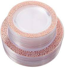 Black And Gold Plastic Plates Amazon Com 96pcs Rose Gold Plastic Plates Disposable Plates With Lace Rim Clear Plates For Party Includes Plastic Lace Gold Plastic Plates Disposable Plates