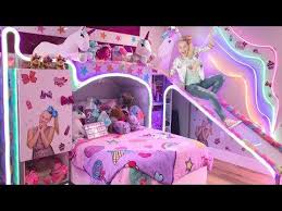 Decorate your little fans birthday party or room (or both!) with these unique jojo siwa inspires mason jars. My New Bedroom Epic Room Tour Youtube Girl Bedroom Designs Bed For Girls Room Unicorn Room Decor