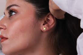 14K Solid Gold Lightning Bolt Earrings, 14K Lightning Bolt Earrings, Gold  Lightning Bolt Stud, Dainty Lightning Studs, Christmas Jewelry