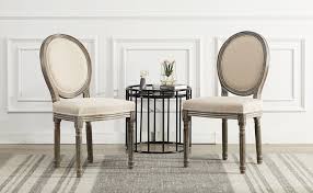 By homcom $ 238 99. Amazon Com Kmax Farmhouse Dining Room Chairs Brown Wood Legs Elegant Tufted Kitchen Chairs French Distressed Bedroom Chairs With Round Back Set Of 2 Beige Chairs