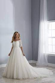 Jacquelin Bridals Canada 19110 Wedding Gown A Line Dress With Off The Shoulder 3 4 Sleeve Wedding Gown A Line Petite Wedding Dress Wedding Dresses Canada