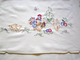Lovely German Vintage Easter Tablecloth With Henns And Chicken Etsy Vintage Easter Easter Tablecloth Easter Items