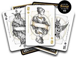 According to wikipedia playing cards gave been around for over 1,100 years now. Indictus Playing Cards By Nicolai Aaroe Kickstarter Unique Playing Cards Playing Cards Art Gold Playing Cards