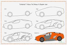 Draw trees, flowers, grass, a house, animals. How To Draw A Car Step By Step For Kids Drawing For Kids Car Drawing Easy Easy Drawings