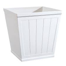 Hanover 20 In White Resin Beadboard Square Planter Hd1114 089 The Home Depot Square Planters White Planters Outdoor White Planter Boxes