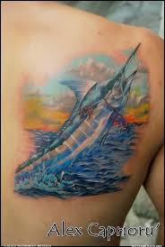 Sword Fish Tattooa Realistic Sword Fish Jumping From The Water Fish Jumps Tattoos Art Tattoo