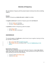 Adverbs of time, adverbs of manner, adverbs of degree, adverbs of place, adverbs of frequency. Adverbs Of Frequency Adverb Verb