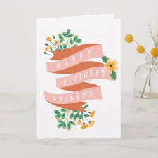 Birthday Card For Grandmother Easy Pink Ribbon Flowers Happy Birthday Grandma Card Zazzle Com Happy Birthday Cards Handmade Birthday Card Drawing Simple Birthday Cards