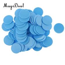 Magideal 100x 25mm Plastic Casino Poker Chips Bingo Markers Token Toy Gift Light Blue