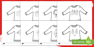 Santa claus group coloring page. Christmas Sweater Coloring Page Teacher Made