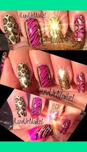 Black and white wedding themes are a popular trend, and brides can even incorporate this look into nail designs for themselves and the wedding party. Hot Pink Black Gold With Glitter Iluvurnailz J S Iluvurnailz Photo Beautylish