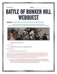 American Revolution Battle Of Bunker Hill Webquest With Key Battle Of Bunker Hill American Revolution Battles Webquest