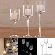 Mercury glass votive candle holders are the perfect touch to add glow and elegance to your event and home décor. Set Of 3 Tall Glass Large Candle Holders Centrepiece Tea Light Wedding Candles Ebay