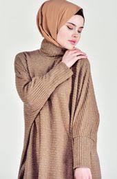 Triko Bogazli Tunik 1700 01 Kahverengi Moda Stilleri Triko Tunik