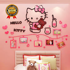 We hope you enjoy our growing collection of hd images. Hello Kitty Diy Wall Stickers For Kids Rooms Bedrooms 3d Acrylic Lovely Home Decor Shopee Malaysia