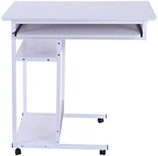 Amazon Com Overbed Table With Storage Portable Computer Desk Industrial Style Desk Home Office Computer Desk