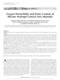 Pdf Oxygen Permeability And Water Content Of Silicone
