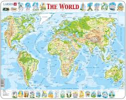Cliquer sur une région du monde pour voir afficher l'heure exacte avec le décalage horaire. Puzzle Cadre Carte Du Monde En Anglais Larsen K4 Gb 80 Pieces Puzzles Cartes Du Monde Et Mappemonde