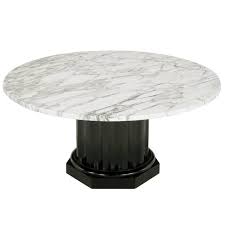 White Carrara Marble Coffee Table With Ebonized Fluted Wood Base In 2020 Marble Coffee Table Carrara Marble Coffee Table