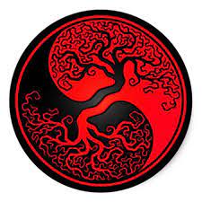 Red And Black Tree Of Life Yin Yang Classic Round Sticker Zazzle Com Yin Yang Art Black Tree Yin Yang