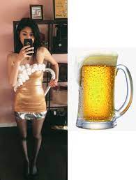 Diy Affordable Quick And Easy Beer Mug Alcohol Dress Beer Halloween Costumes Alcohol Halloween Costumes Beer Costume