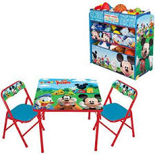 Disney Mickey Mouse Activity Table Chairs Set And Multi Bin Organizer Value Bundle Organizing Bins Activity Table Kids Room
