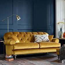 Mia Velvet Sofa In Saffron Gold With Button Back Design Velvetsofa Velvet Buttonsofa Velvet Sofa Living Room Gold Sofa Living Room Sofa