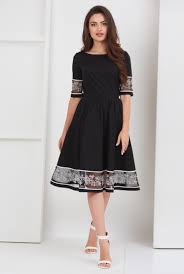 Floral Embellished Tulle Trim Cotton Poplin Dress Western Dresses Fashion Dresses Office Dresses For Women
