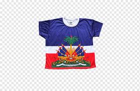 As a former french colony, the blue and red colors are modeled after the french tricolor. T Shirt Coat Of Arms Of Haiti Flag Of Haiti T Shirt Tshirt Flag Retail Png Pngwing
