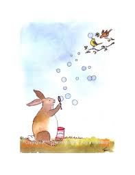 Bunny Rabbit Greeting Card Funny Bunny Birds Watercolor Etsy Bunny Rabbit Art Bunny Art Bird Watercolor Paintings