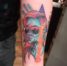 A Tattoo I Got Done Recently Inspired By A Lot Of Cyberpunk Retrowave Artwork Done By Steph Milburn At Holy Ghost In Rotherh Tattoos I Tattoo Aesthetic Tattoo