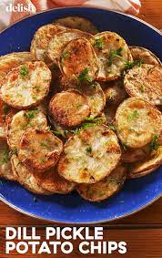 These Oven Roasted Dill Pickle Potato Chips Are A Home Run Recipe Recipes Appetizers And Snacks Potato Chip Recipes Recipes