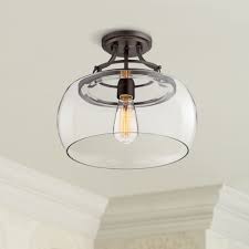 Franklin Iron Works Farmhouse Semi Flush Mount Ceiling Light Fixture Led Edison 13 1 2 Wide Clear Glass Living Room Schoolhouse Walmart Com Flush Mount Ceiling Light Fixtures Led Ceiling Lights Ceiling Lights