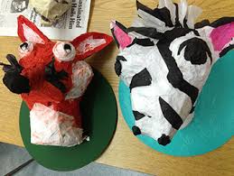 Hand marbled paper combed pattern in tans ~ berretti marbled arts. Paper Mache Animal Head Busts By Jami Whitney Teachers Pay Teachers