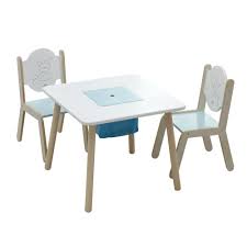 Labebe Wooden Activity Table Chair Set Bird Printed White Toddler Table With Bin For 15 Years Learning Table Ki Kids Picnic Table Toddler Table Kids Desk Chair
